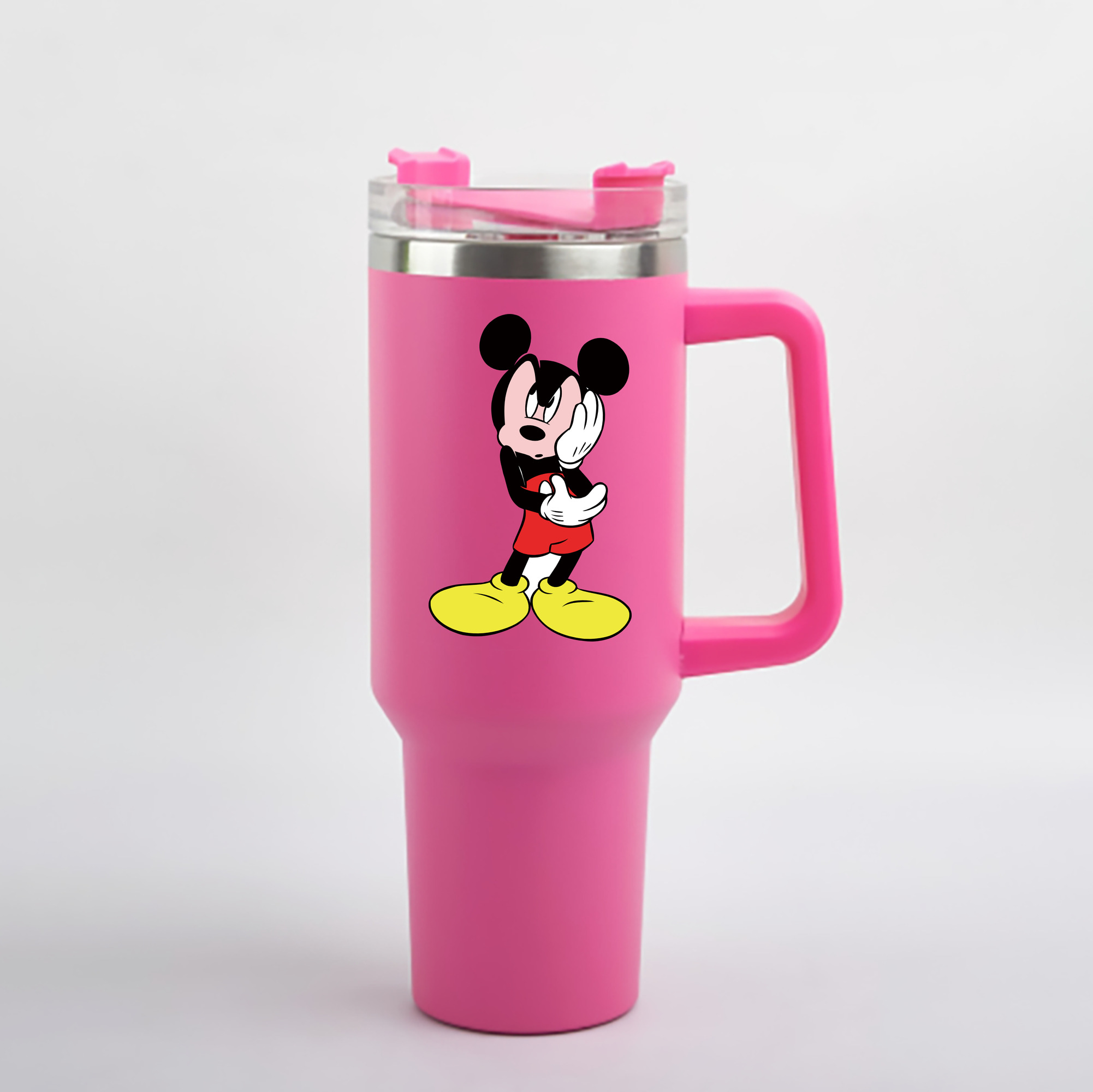 （画像用） ミッキーマウス Mickey Mouse 1200mL車用タンブラー - クリスタルステッカー（プラスチックストロー付き）